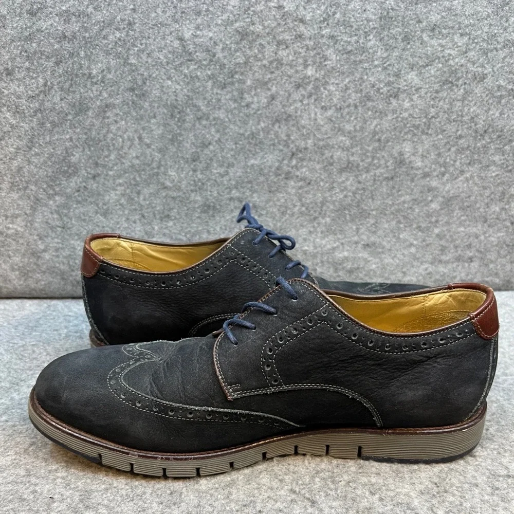 Johnston & Murphy Mens Navy Leather Wingtip Brogue Oxford Dress Shoes Size 11.5